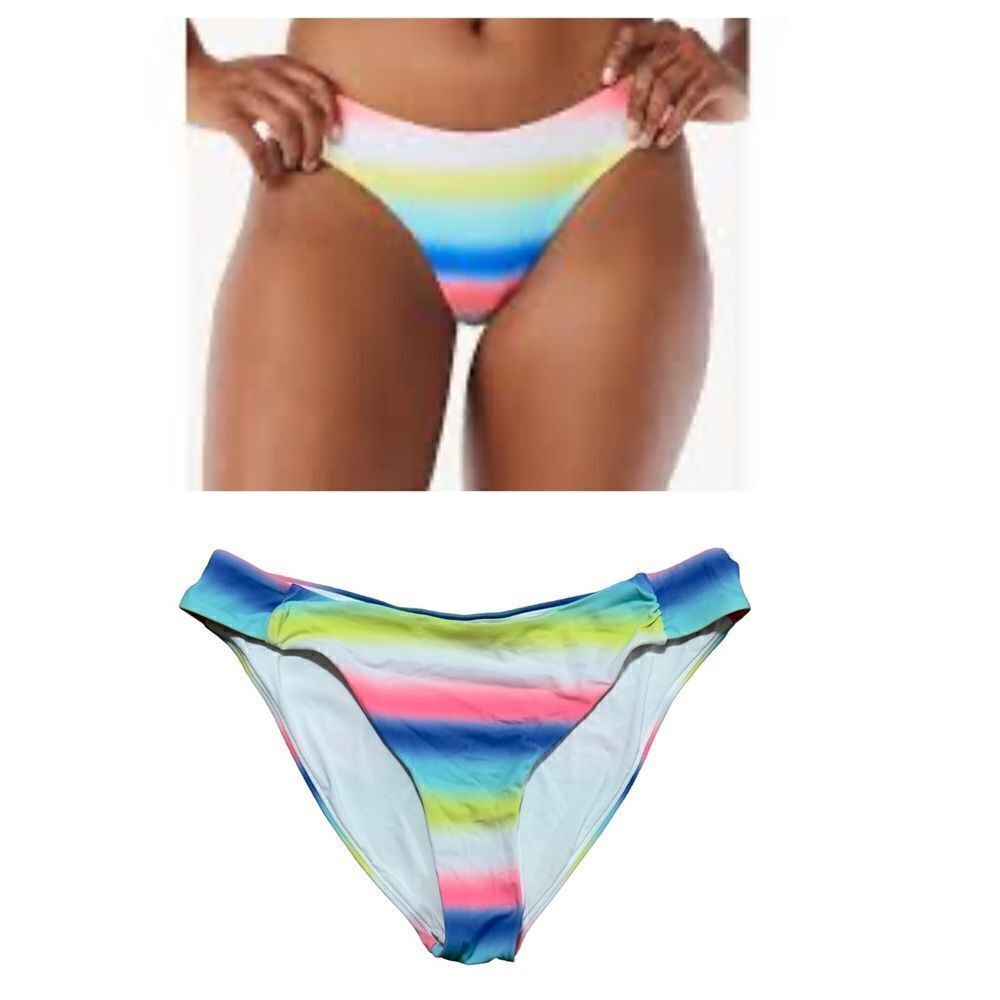 Love & Sports V Front Ombre Stripe Bikini Bottom XLarge